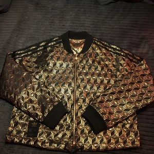Adidas black and gold shell toe jacket size large